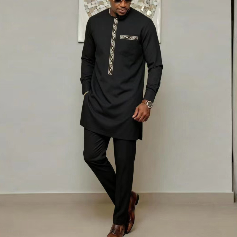 African Men Clothing African Men's Embroidered Shirts and Pants Traditional Ethnic Clothing Suits and Formal Wear