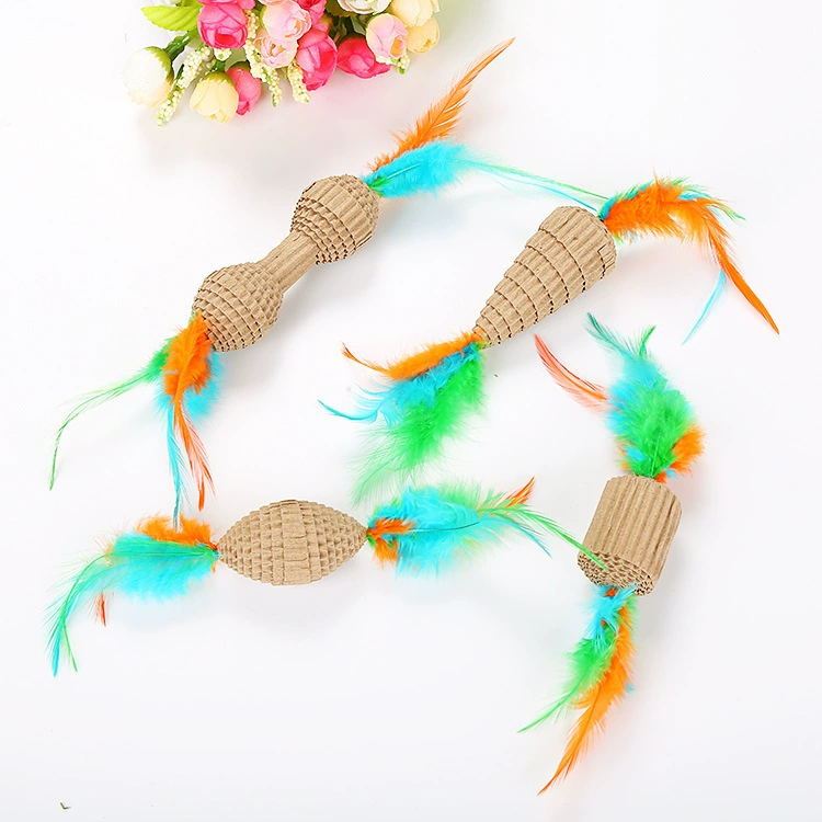 Mèo Toy Puzzle Network Red Funny Cat Wand Feather Toy Tấm giấy Máy mài Kitty Cung cấp Đồ chơi cho mèo Hi - Mèo / Chó Đồ chơi