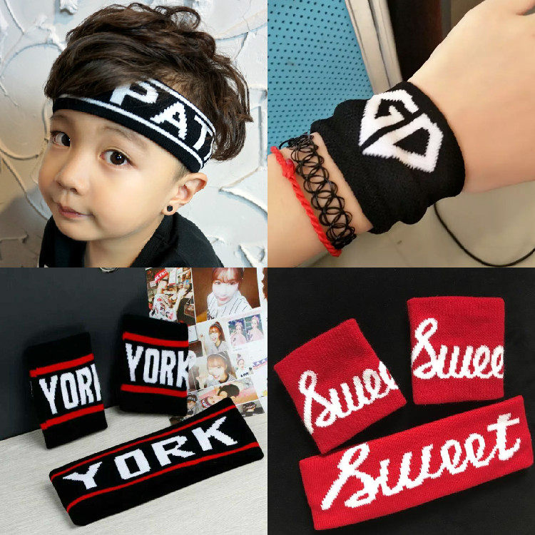 Han Edition Children's Running Hang - haired wrist suit for boys and girls personality street dance headband