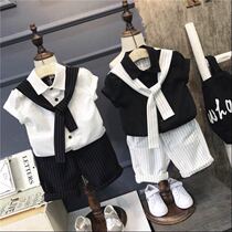 Childrens clothing 2019 new boys suit childrens twin Brotherhood summer dress Korean tide 1-2-3-4-5-6 years old
