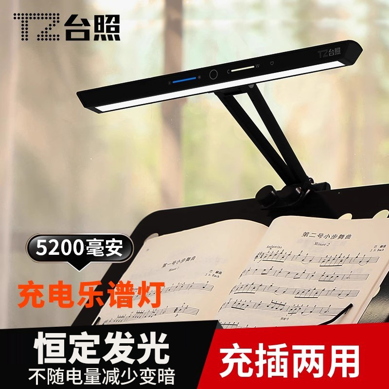 ピアノ練習用ミュージックランプ、目の保護ランプ、充電式およびプラグイン式の両用、バイオリン、古筝、ギター演奏用譜面台、クリップランプ