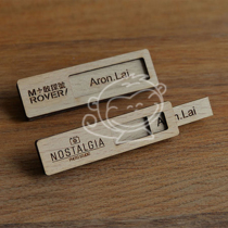 High-grade solid wood badge can be replaced. Wood carving number plate paper plug hotel Tea House restaurant personality magnetic engraving