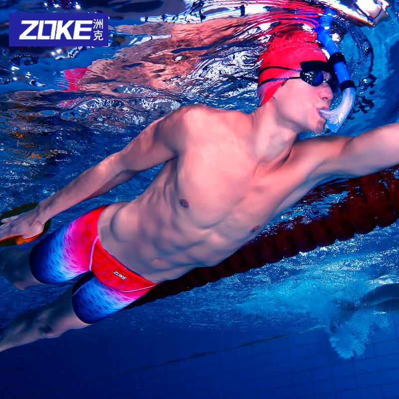 ZOKE Continental Crock Pants Men 5 Swim Trunks Professional Training Competition Imitation Shark Leather Sport 50% Swim Pants