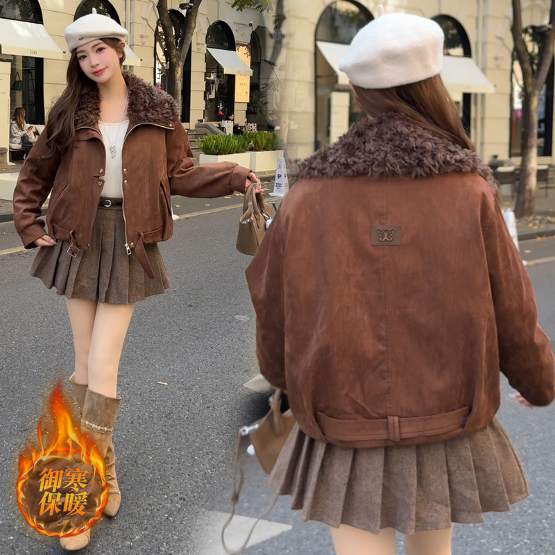 Lamb Wool Lapel down Jacket for Women, New Winter Style, Fashionable and Stylish, Warm Suede White Duck down Jacket