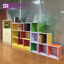 Shanghai training class children bookcase wooden bookshelf kindergarten shoe cabinet school locker classroom lattice cabinet