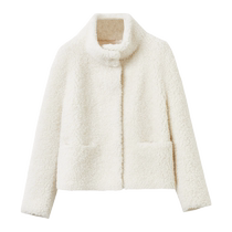 Langzi pure wool temperament and high-end grain velvet short coat for women 2024 winter new imitation fur