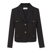 Langzi French workwear style pocket retro small fragrant jacket short coat long-sleeved top 2024 spring new style