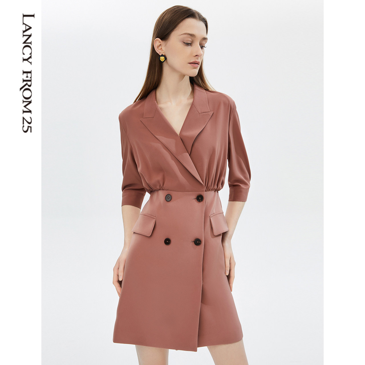 The Longpose Law style retro commute casual temperament collection waist suits for women 2022 Fall new dresses