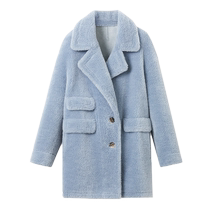 Langzi pure wool high-end and elegant grain velvet coat jacket for women 2024 winter new imitation fur
