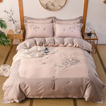 New Chinese bedding Chinese style vintage embroidery long-staple cotton bed four-piece cotton classical embroidery quilt cover sheets