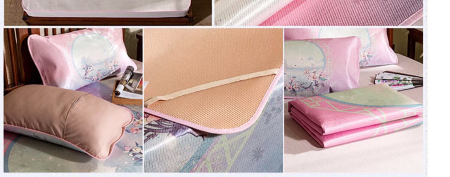 1.8m gấp giường mat mat lanh lụa băng ba mảnh mùa hè mùa hè 1,5 mét đôi ghế thảm điều hòa nhiệt độ - Thảm mùa hè nệm hơi nước