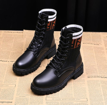 Hong Kong knitted boots womens short boots 2020 new mid-tube Martin boots womens trendy ins cool winter plus velvet all-match single boots