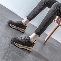 Hong Kong thick-soled plush shoes womens winter outerwear plus velvet black new 2020 popular womens shoes sports cotton shoes dad shoes