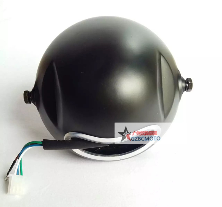 Đèn xe máy CG125 retro sửa đổi đèn pha GN125 vỏ sắt kim loại màu đen xa và gần đèn tròn đèn retro - Đèn xe máy đèn led xe máy air blade