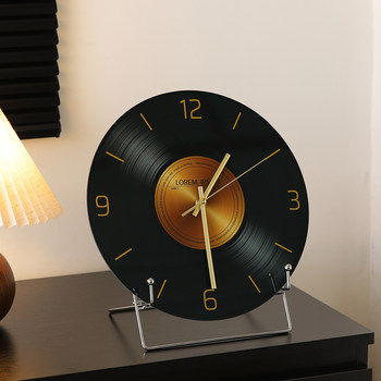 Medieval-Style Retro Vinyl Record Desktop Clock Ornaments for Living Room, Dining Room, Tv Cabinet, Italian Minimalist Decorative Table Clock