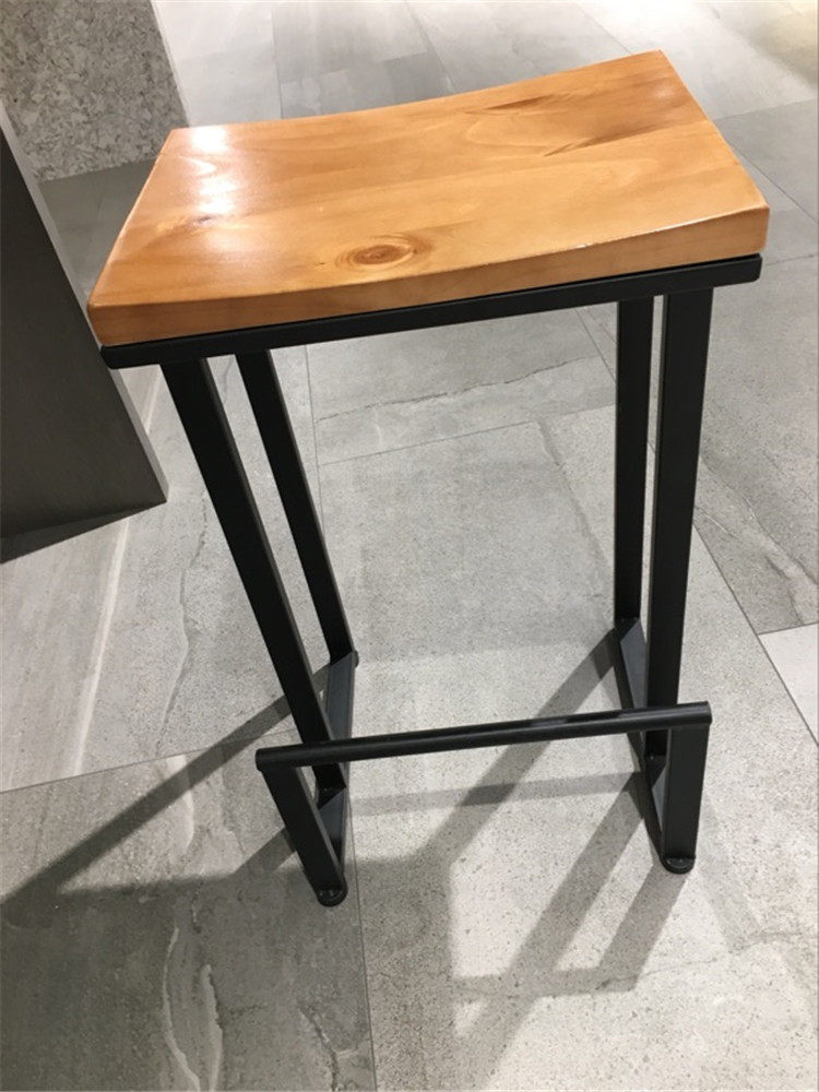 Home Solid Wood Iron Art Bar Chairs High Footstool Bar Chair Modern Minima Café Table Chairs Bar Table High Chair