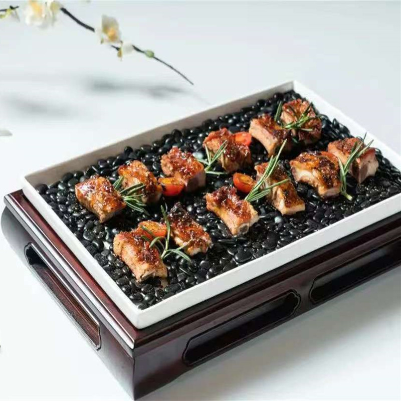 Chinese-Style Creative Tableware, Bamboo and Wood Combination Plates, Ceramic Pure White Rectangular Plates for Private Dining Rooms and Private Rooms in Clubs Chinese-Style Creative Tableware, Bamboo and Wood Combination Plates, Ceramic Pure White Rectangular Plates for Private Dining Rooms and Private Rooms in Clubs