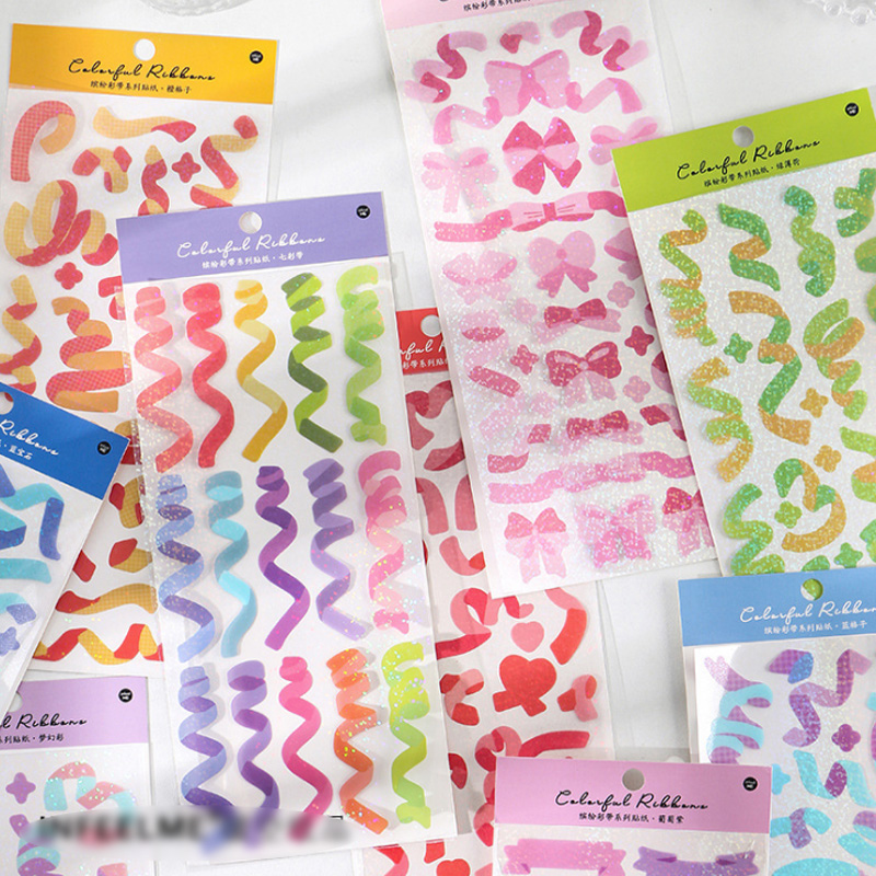 Colour silk with laser sticker hand ledger material bright sheet colored with diary Children's growth brochure Diary decoration