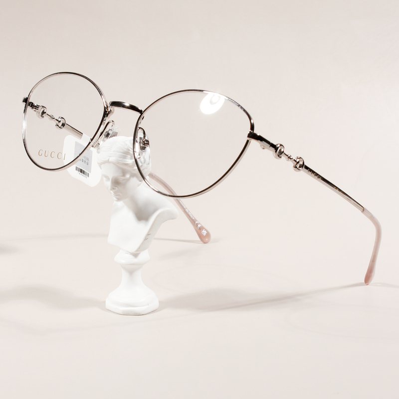 Gucci Eyeglass Frame Heart-Shaped Round Frame Metal Fashion Ultra-Light Gucci Horsebit Myopia Eyeglass Frame for Women Gg1699O
