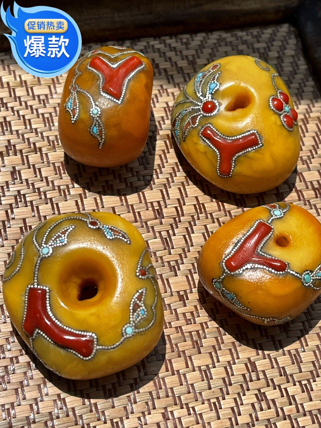 Nepal West Asia Inherited Old Beeswax Tibetan Style Pure Manual Patch Mosaic Craft 