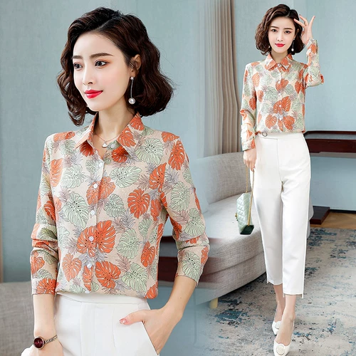 Осенняя рубашка, модный шифоновый лонгслив для матери, в западном стиле