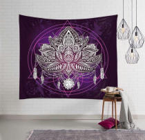 Indian mandala print ethnic style decorative cloth hanging cloth totem Purple Sun God Lotus sofa background cloth