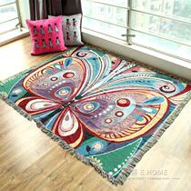 New foreign trade new American country cotton woven thread carpet sofa blanket wall tapestry decorative blanket butterfly