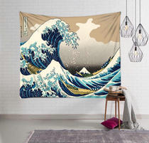Kanagawa Surfing Japanese Ukiyo-e waves hanging cloth wall background decorative painting cloth tapestry beach towel tablecloth