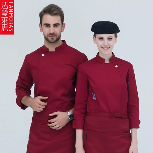 Шеф -повара рабочая одежда длинная -насыщенная осенняя и зимняя отель обратно кухонная официант выпекать западные десерты, гонгтинские западные блюда