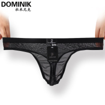 Du Minik Mens Sexy Lace Panties Thong Ultra-thin Mesh Sex Low Waist Full Transparent T Pants Singles