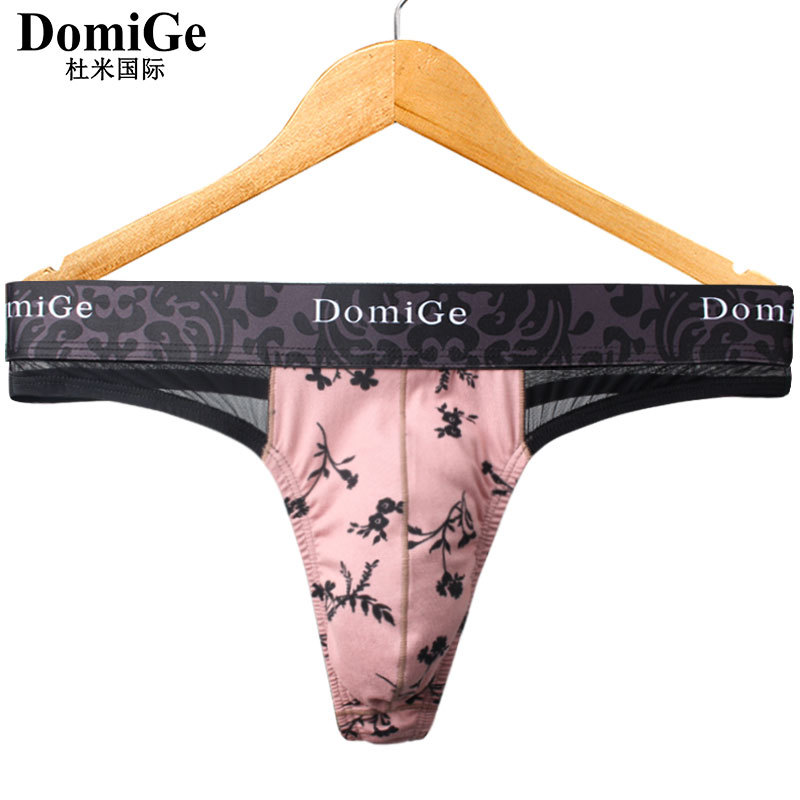 Dumi International Men's Sexy Thong Underwear Transparent Ice Silk Invisible T-Pants Thin Style for Summer