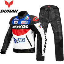 Duhan motorcycle riding suit Mens four seasons motorcycle suit PU leather jacket racing suit Motorcycle suit suit waterproof