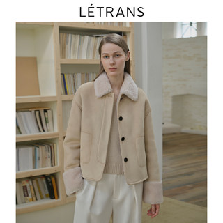 Yuanyi letrans leicht süße latte-fell-revers-modische, lässige, gerade, kurze lammfell-pelzjacke