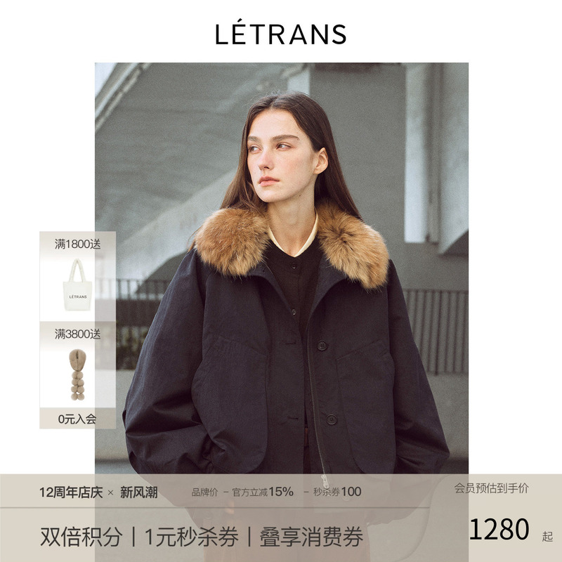 Yuan Yi Letrans Goose down Short Jacket for Women with Raccoon Fur Collar Fur Parka | Silent Footprints Yuan Yi Letrans Goose down Short Jacket for Women with Raccoon Fur Collar Fur Parka | Silent Footprints