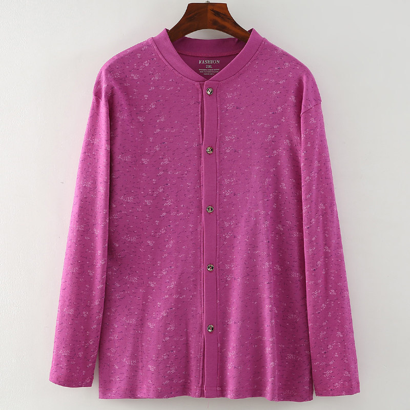 Pure cotton large size loose ladies cardigan one-piece sanitary clothing middle-aged and elderly plus fat long-sleeved button mother-in-law autumn clothes top