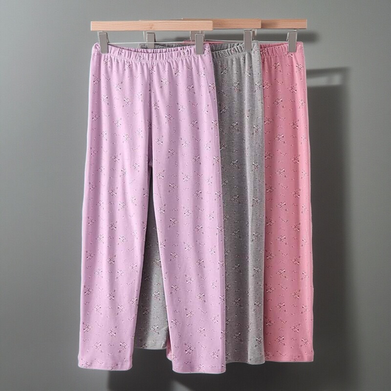 Women's Soft Cotton Loose-Fitting Thermal Pants with Elastic Waist, Plus Size, Loose Fit, for Middle-Aged and Elderly Mothers, Warm Thermal Pants with Loose Hems