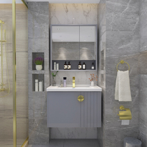 Nordic light luxury bathroom cabinet combination small apartment toilet wash table modern simple hand wash face wash basin cabinet Cabinet
