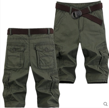 Summer Cropped Trousers for Men, Loose, Thin, Large Size Mid-Pants, Youth Straight Sports Camouflage Casual Workwear 7-Point Shorts