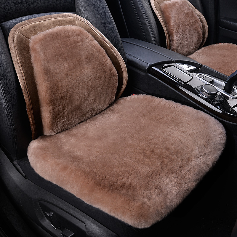 Winter pure wool car cushion cashmere fur integrated three pieces single sheet square cushion short plush seat cushion car cushion