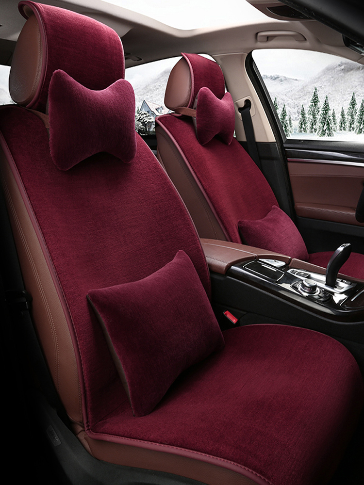 Pure wool car cushion Winter cashmere warm simple seat universal seat cushion free-tied short plush cushion car cushion