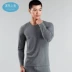 Mới bước chân đồ lót nam modal mùa thu quần áo mỏng phần áo len cotton màu cổ tròn - Áo ấm áo giữ nhiệt nam trung niên Áo ấm