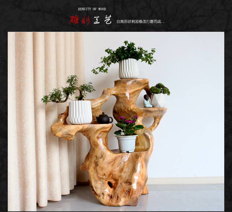 Rễ khắc khung gỗ rắn nhiều lớp rễ cây treo hoa lan phòng khách ban công sáng tạo hoa đứng chậu hoa chậu cá khung gốc khắc - Các món ăn khao khát gốc bàn ghế gốc cây khủng	