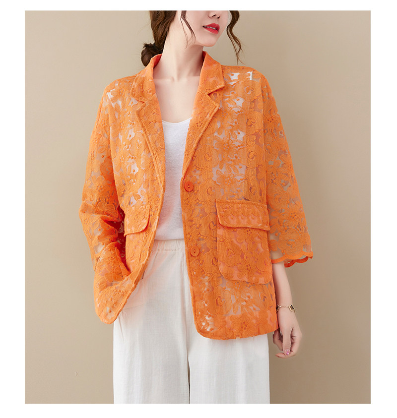 Кружевной однотонный кардиган, пиджак классического кроя, большой размер, с вышивкой, подходит для полных девушек OTHER / Other 