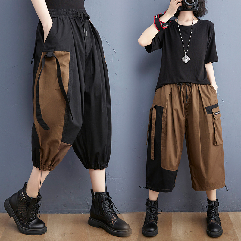 European Goods 2026 Summer New High-Waisted Plus-Size Loose Cargo Capri Pants Korean Style Casual Jogger Thin Baggy Pants for Women