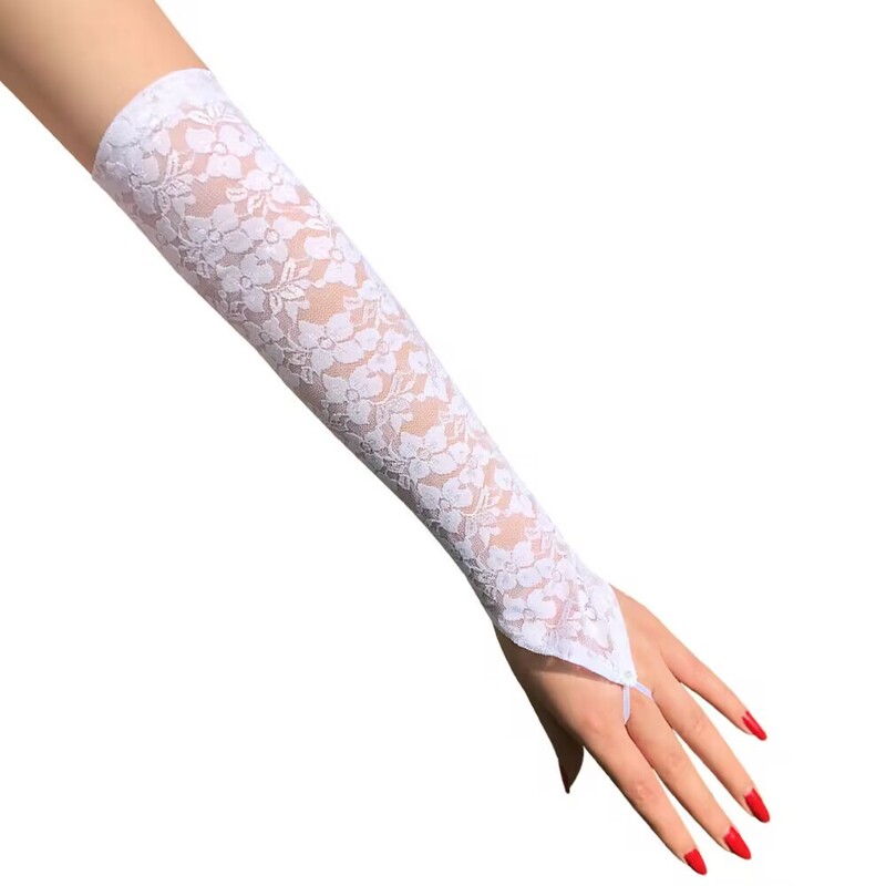 Lace Bridal Wedding Dress Gloves for Women, Lolita Fingerless Mid-Length Shiny Rhinestone Hook Finger Sleeves, Dancing Sleeves to Cover Scars Lace Bridal Wedding Dress Gloves for Women, Lolita Fingerless Mid-Length Shiny Rhinestone Hook Finger Sleeves, Dancing Sleeves to Cover Scars
