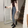 Mùa thu 2018 mới Hàn Quốc quần skinny jeans cạp cao Hồng Kông hương quần giặt bút chì quần nữ chân chín quần quần jean nữ lưng cao