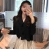 Áo len mới mùa thu 2018 áo len cổ chữ V dài tay áo len ngắn tay áo len ngắn áo len dài Cardigan