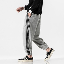 Hong Kong Boomer Spring Autumn Season Three Bars Sportpants Mens Korean Version 100 Hitch Easy To Increase Code Small Foot Casual Wear Pants