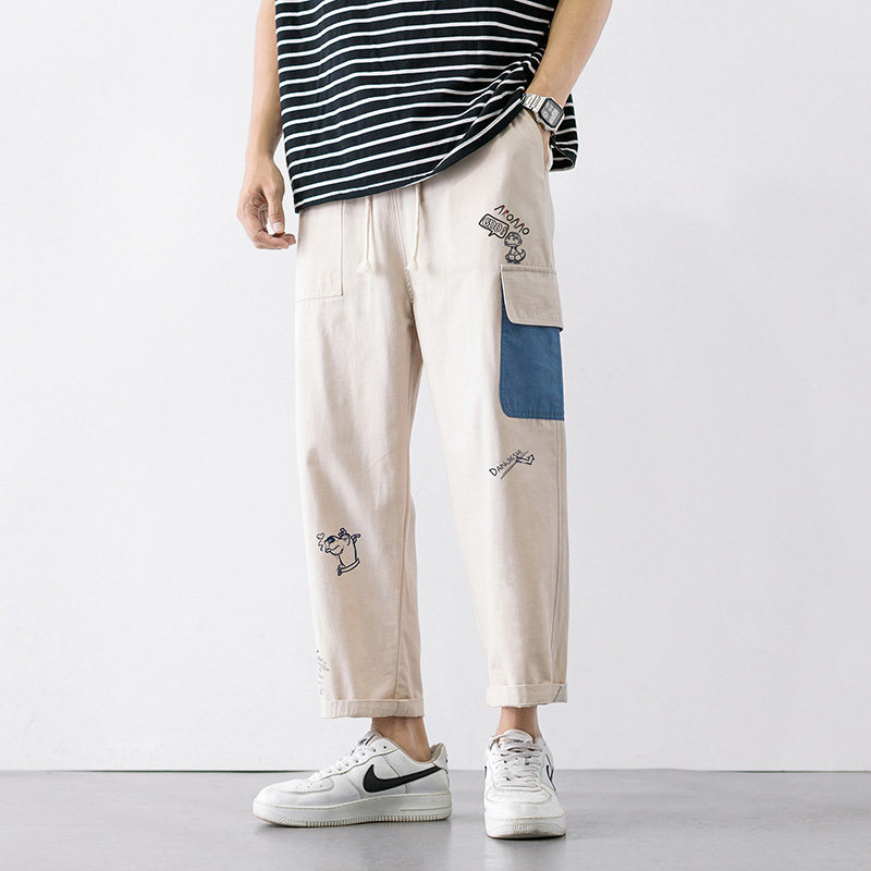 Hong Kong Tide Cards 2022 Spring Fall Casual Long Pants Men Straight Barrel Sports Loose Broadlegs 90% Workwear Pants