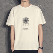 Hong Kong Boomer Characters Printed Short Sleeves Male Korean version Jane Yoo loose casual T-shirt Male 100 hitch a new half sleeve